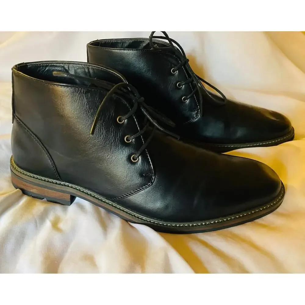 David Stone Men’s Black Leather Chukka Ankle Boots Size 11
